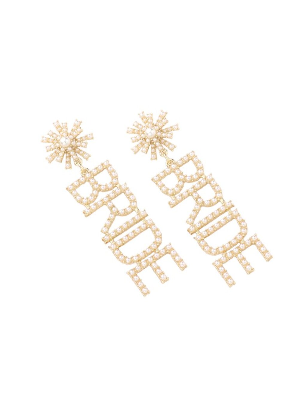 Tigerstars Bride Cream Pearl Message Dangle Earrings